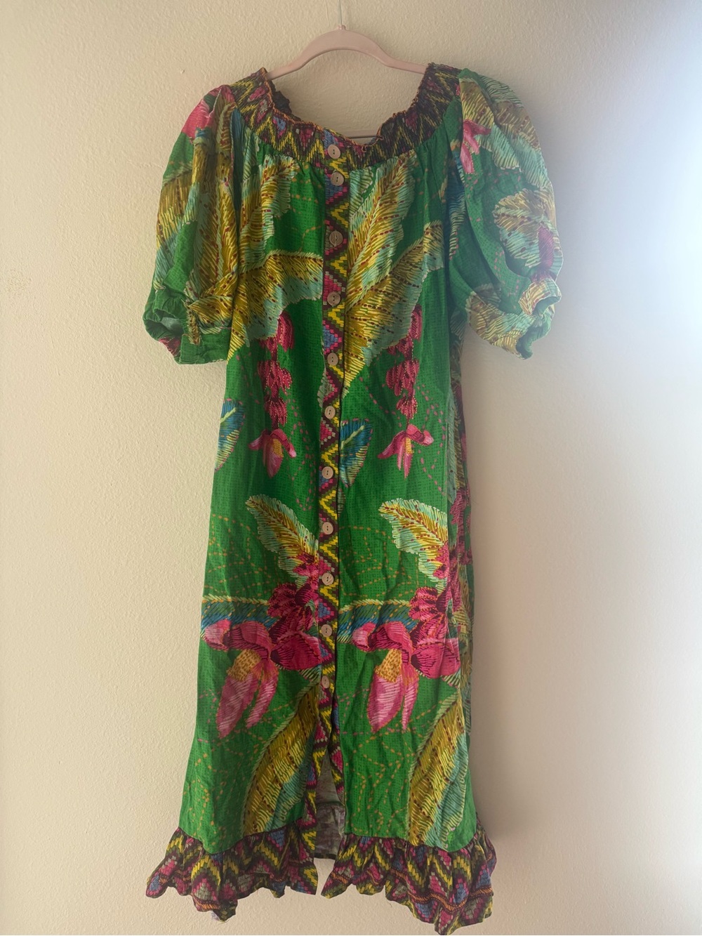 FARM Rio Mixed Botanical Print Blouse in Burgundy, Pink & Green